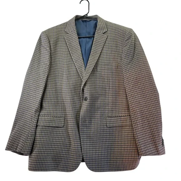 Paul Fredrick Brown Plaid Blazer Sport Coat Two Button Jacket 46R - Picture 1 of 8